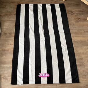 Barbie Movie Promo Black and White with Pink Logo Beach Towel